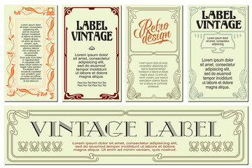 Wall Mural - Vector flowers vintage labels on different versions.