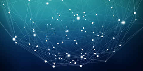 Flying network connection interface 3D rendering