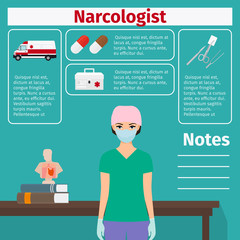 Wall Mural - Narcologist and medical equipment icons