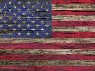 america flag on a old wood. vintage america flag . vintage america flag .