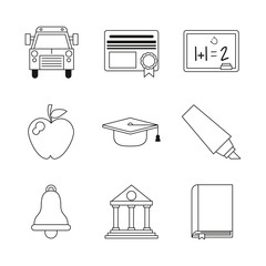 Poster - monochrome set silhouettes of education icons