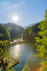 Canvas Print - A small mountain lake in the mountains of Fagaras, Romania