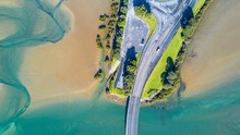 Aerial View On A Bridge Across The River. Auckland, New Zealand.