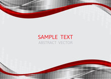 Silver And Red Wave Vector Background With Copy Space