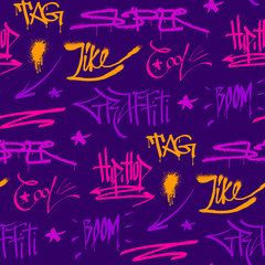 Graffiti street art wall grunge color font vector seamless pattern background