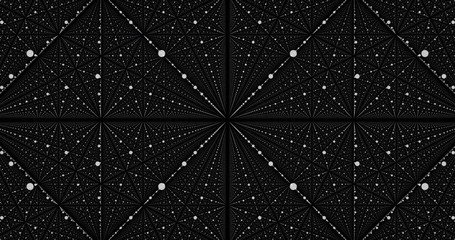 Wall Mural - moving through abstract fractal point matrix lattice. fly into geometric point structure. 4k infinit