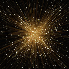 Aufkleber - Abstract glowing golden light effect with sparkling rays and particle star dust.