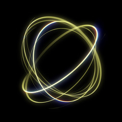 Aufkleber - Gold light circle in motion. Glowing golden ring trace effect on transparent background.