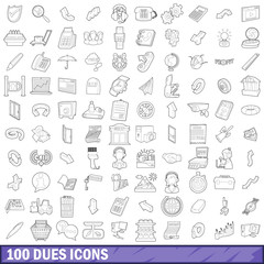 Wall Mural - 100 dues icons set, outline style