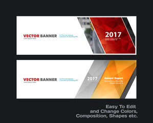 Wall Mural - Abstract vector set of modern horizontal website banners with colourful diagonal triangular shapes