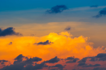 Hot weather, clouds look colorful before sunset.