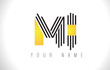 MI Black Lines Letter Logo. Creative Line Letters Vector Template.