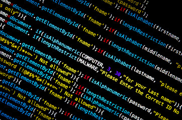 Wall Mural - computer virus and mal ware attack and desktop of source code and abstract technology background, de
