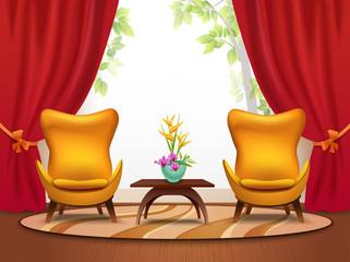 Poster - Living Room Cartoon Interior Illustration