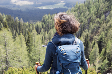 Young woman hiking in mountain