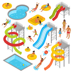 Wall Mural - Aqua Park Isometric Icons Set