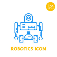 Poster - Robotics line icon, robot, mechanical engineering, vector illustration