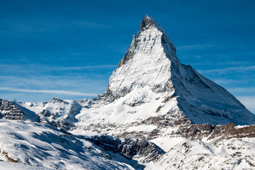 Wall Mural - Matterhorn and Zermatt in the Swiss Alps during winter, Switzerland