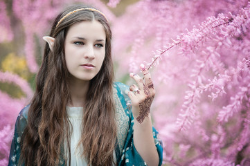 Wall Mural - fairy tale girl. Portrai of mystic elf woman.