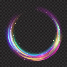 Multicolored Glowing Fire Rings With Glitters. Transparency Only In Vector Format