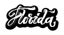 Florida. Sticker. Modern Calligraphy Hand Lettering For Serigraphy Print