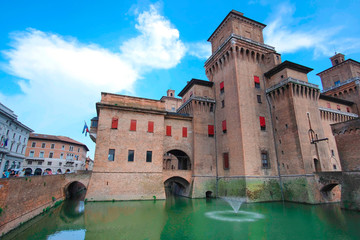 Sticker - FERRARA, ITALY - June, 3, 2017: castle Estense in Ferrara, Italy