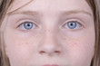 © OlegD - Close up young girl eyes, looking at the camera, portrait children, macro, indoors