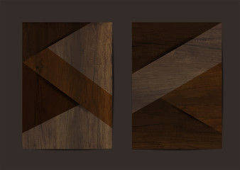 Wood texture background geometric cover business brochure vector design, Leaflet advertising modern poster magazine layout template, Annual report for presentation.
