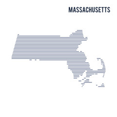 Poster - Vector abstract hatched map of State of Massachusetts with lines isolated on a white background.