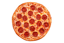 Pepperoni Pizza. Italian Pizza On White Background.