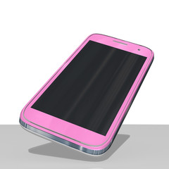 3d Smartphone in pink, freigestellt