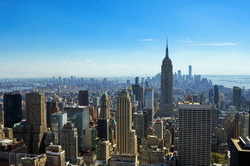 Wall Mural - New York City skyline from viewpoint, urban skyscrapers of Manhattan aerial view
