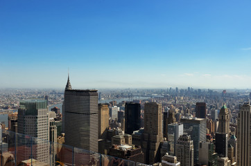 Fototapete - New York City skyline from viewpoint, urban skyscrapers of Manhattan aerial view

