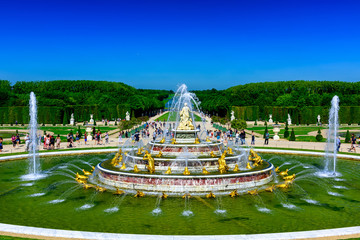 The Latona Fountain in the Garden of Versailles in France