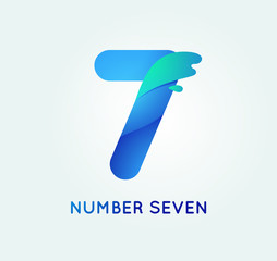 Number seven in trend shape style. 