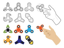 Set Of Spinners By Lines And Flat
