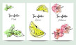 Vertical vector banners of hand drawn tea collection. Mint, hibiscus, lemon. An idea for design, invitation, save the date card.