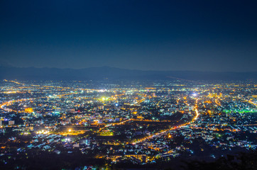 Night view at doi suthep view point Chiang mai Thailand