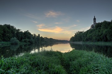 Confluence two rivers Labe and Vltava in Melnik, Czech Republic