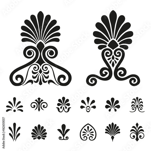 Fotografía Palmettes elements symbols vector set