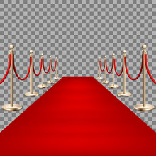 Realistic Red Carpet Between Rope Barriers. EPS 10