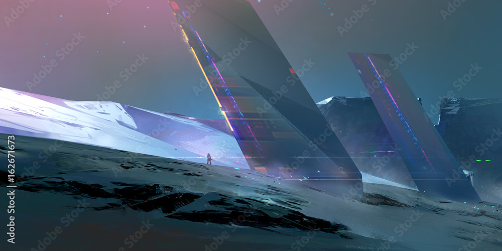 фотографія painted landscape of the future on an alien planet