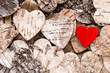 Background with wooden hearts.