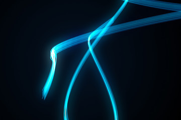Wall Mural - blue abstract background with blurred magic neon light curved lines 3d illustration