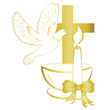 Gold design for sacrament of baptism invitation, card.