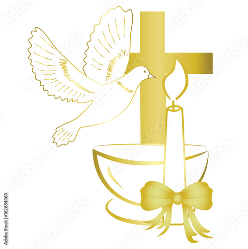 Fotomural Gold design for sacrament of baptism invitation, card.