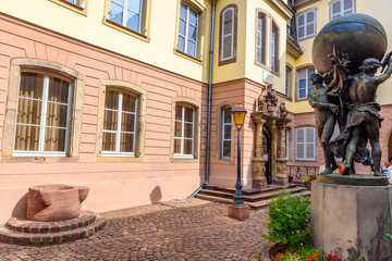 View of the courtyard with entry to the birth house (now museum) of Auguste Bartholdi, creator of the Statue of Liberty.