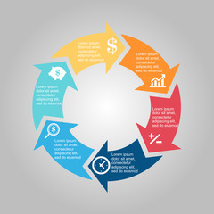 Business Diagram circle 2 3 4 5 6