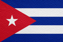 Flag Of Cuba Painted On Leather