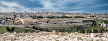 Panoramic View Of Jerusalem With Dome Of The Rock And Temple Mount From Mount Of Olives, Israel